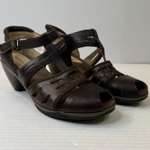 MERRELL Evera Band High Heels Leather Cycling Sandals Shoes - Picture 1 of 11